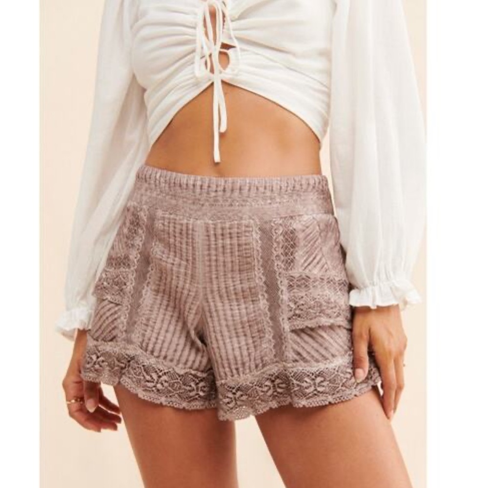 Women's Free People Dusty Adore You Lace Trim Mid Rise Shorts Purple